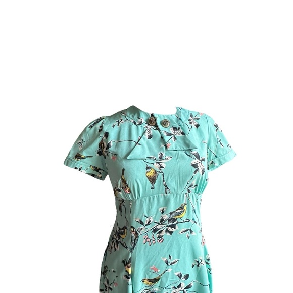 Hell Bunny Vixen Teal Floral Dress - Picture 4 of 6